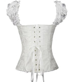 Puff Ruffle Renaissance Sleeves Overbust Corset Strapless Jacquard Brocade Corset Vest Top Gothic Clothes