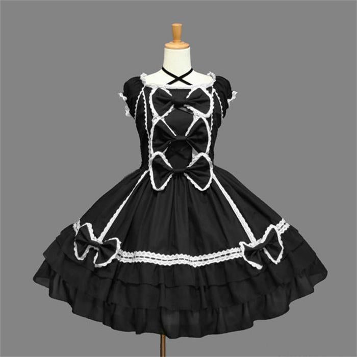 Vintage Lolita Princess Short Sleeve Ruffled Lace Gothic One Piece Lolita Dress for Lady Big Size XS XL 2XL 3XL Tailored
