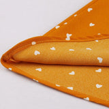 Orange High Waist Little Heart Print Summer V Neck Pocket Side Office Lady Dress