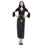 3Pcs Black Nun Costume Sexy Womens Classic Priest Cosplay Dress Female Pastor Sister Clothes Halloween Cosplay Party Uniforms