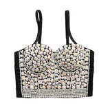 New Sexy Beaded Acrylic Women Winter Camis Show Corset Crop Top To Wear Out Push Up Bustier Bra