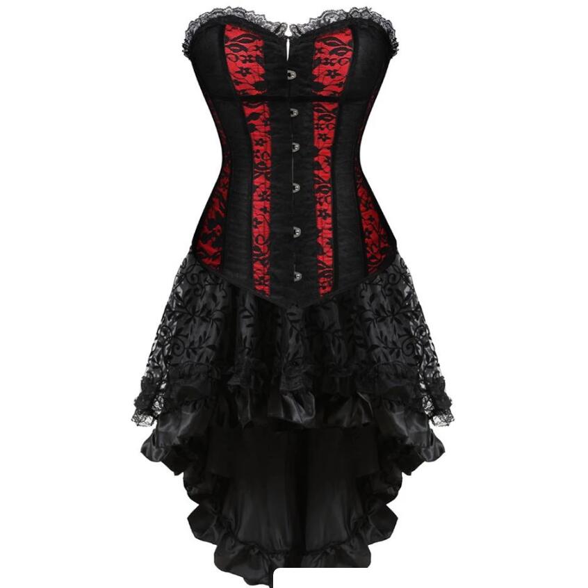 Vintage Steampunk Corsets Dress Gothic Overbust Corset Dress