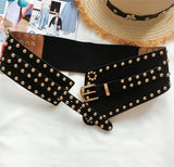 Cool Luxury Rivets Wide Belt Elastic Waistband Brilliant Women Punk Waist Belt