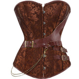 Steampunk Corset Waist Control Sexy Corsets Faux Leather Chains Corset Top Overbust Gothic Bustier Corselet Plus Size S-6XL