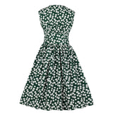 Floral Print Vintage Sleeveless High Waist Button Robe Pin Up Swing Casual Dresses