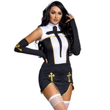 3pcs Halloween Costumes For Adult Women Sexy Slutty Nasty Blonde Sister Nun Costume Cosplay Party Fancy Dress Up