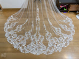 White/Ivory Wedding Veil 3m Long Comb Lace Mantilla Bridal Veil Wedding Accessories