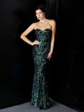 Asymmetrical Bright Long Dress Party Etiquette Celebration Evening Dress Strapless Mermaid Robe De Soriee Sexy Sequins Gown