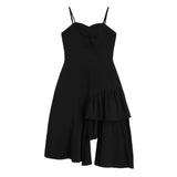 2021 Summer New Harajuku Women Irregular Sundress Suspenders Sleeveless Black Strap Dress