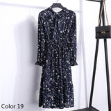 Bow A-line Women Full Sleeve Flower Print Floral Bohemian Dress