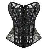Black White Women Sexy Lace up Boned Overbust Corsets And Bustiers Top Waist Cincher Shaper Plus Size S-6XL