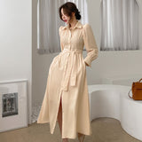 Female Single-Breasted Shirt Dress 2021 Spring Elegant Long Sleeve Belted Women Dress A-Line Vestidos