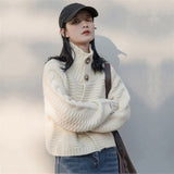 Women Coat Single-breasted Long Sleeve Knintted Casual Loose Cardigans Solid Sweaters