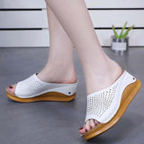 Women Platform Sandals Soft Bottom Wedges High-Heeled Retro Ladies Sandals Female Slippers Size 43