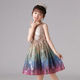 Pretty Sequin Flower Girl Dress Baby Girl Birthday Party Dress Kids Formal Wear Wedding Party Dress With Bow