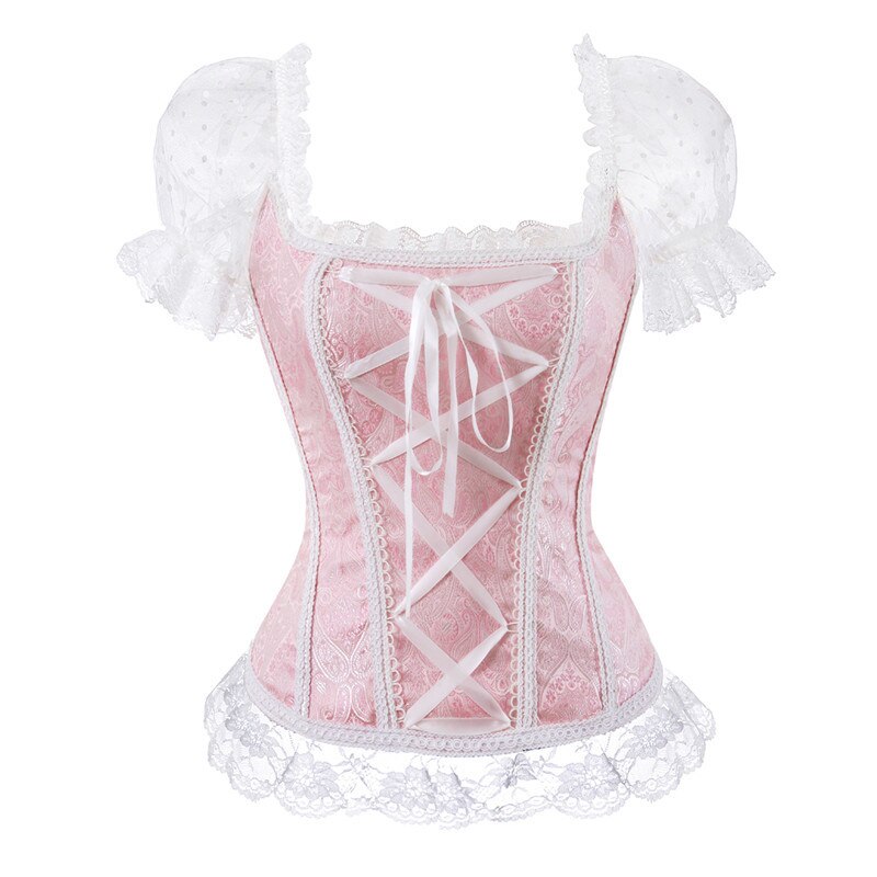 Corset Top Bustier Lingerie Women With Straps Sleeves Renaissance Plus Size Zip Floral Sexy Costumes Lace Up Overbust Corselet