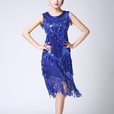 Shiny O-Neck Sleeveless 1920s Sequin Fringe Charleston Flapper Dance Dresses Costumes Stunning 20s Great Gatsby Dress