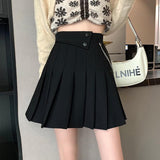 High Waist Pleated Mini Skirts Spring Korean Style Solid Color All-match Ladies A-line Short Skirt