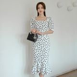 Elegant Wear to Work Vestidos Business Party Office Lady Women Mermaid Dot Short Sleeve Summer Dresses