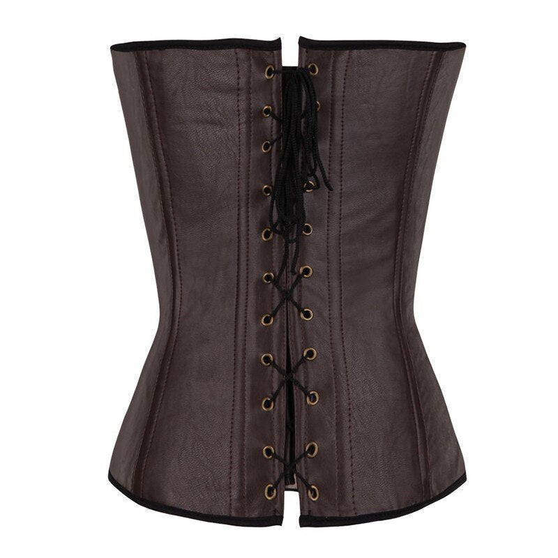 Plus Size Women's PU Leather Halter Overbust Corset Top Steampunk Corset Bustier Slimming Body Shapewear S-2XL