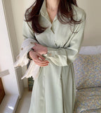 2021 Autumn Long White Shirt Dress Button Casual Solid Maxi Dress Women Elegant Clothes