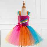 New Arrival Sequin Stripe Princess Dress Costume Cosplay For Girls Halloween Costume For Kids Carnival Party Suit