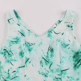 Multicolor Tie Dye V Neck Sleeveless Casual Summer Vintage Clothes Green A Line Dress