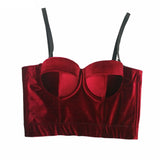 Crop Top Slim Women Cropped With Cups Velvet Winter Sexy Party Solid Corset Push Up Bustier Cami Built in Bra