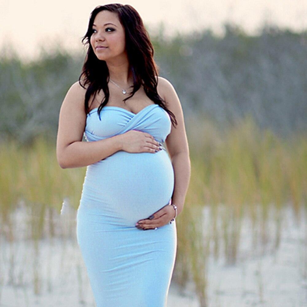 Pregnant Woman Photo Shoot Formal Dress Sleeveless Low-cut Trailing Evening Dress Mercerized Cotton Pregnant Dress