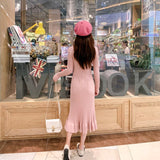 2021 Autumn Winter Thick Straight Sweater Dress Women O-Neck Sweater Dress Elegant Female Slim Knit Vestidos