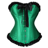 Overbust Corset Plus Size Satin Lace Up Sexy Corselet Corsets and Bustiers Tops Waist Cincher Corselet Gothic Lingerie Women