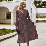 Long Sleeve Elegant Casual Dot Print Trendy Loose Party Women Dress