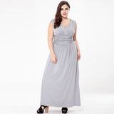 Royal Blue Formal 5XL 6XL Plus Size Women V Neck Sleeveless Long Evening Gowns Party Maxi Dress