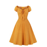 Retro Vintage 50s Swing Rockabilly Dress Polka Dot Print Draw String Summer Casual Sundress Chiffon Plus Size Women's Clothing