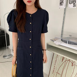 Women Chic Fashion Single-Breasted Elegant Solid Office Lady Ankle-Length Dress Fenimine Vestidos