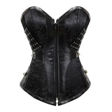 Women Overbust Corsets and Bustiers Gothic Steampunk Retro Spiral Steel Boned Zipper Lingerie Slimming Body Shaper