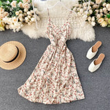 Women' Summer Holiday Print Sundress Spaghetti Strap Beach Style Sleeveless Maxi Dresses