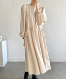 Woman New Arrival Fashion Autumn Long Puff Sleeve Midi Long Dress Casual Spring Vestido Clothes Robe