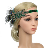 1920s Peacock Feather Headpiece Flapper Accessories Women Art Deco 20s Great Gatsby Showgirl Headband Costume Party Hairband