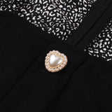 1950s Chiffon Black Print Long Sleeve Robe Pin Up Swing Retro Vintage Dress