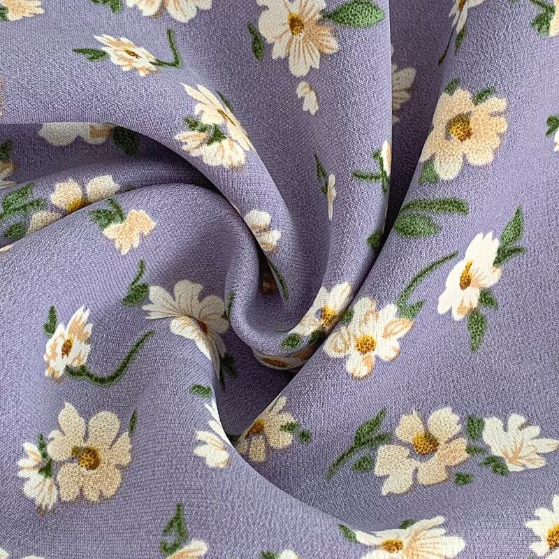 Elegant Waist Tie Vintage Floral Chiffon Midi Dress O-Neck Short Puff Sleeve Summer Dress