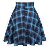 Punk Harajuku Blue Plaid Mini Skirt Women High Waist A Line Skirt Preppy Style Kawaii Female Skirts Plus Size Saias Femininas