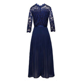 Lace and Chiffon Vintage Style Robes Evening Party Women 3/4 Length Sleeve Spring Elegant Long Maxi Dress