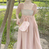 2021 Summer Pink Vintage Dress Women High Waist Backless Casual Elegant Fairy Dress Female Japanese Holiday Slim Sweet Sundress