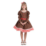 New Christmas Children Clothes Dress Gingerbread man Cosplay Kids Girls Festival Party Dresses One Piece New year Costume