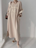 Women Hoodie Letter Printed Long Sweatshirt Dress Casual Fashion Warm Full Sleeve Korean Female Hollow Out Vestidos