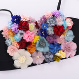 Flower Crop Top Winter Women Tank Top With Built In Bra Spaghetti Strap Gothic Performance Sexy Bustier Camis