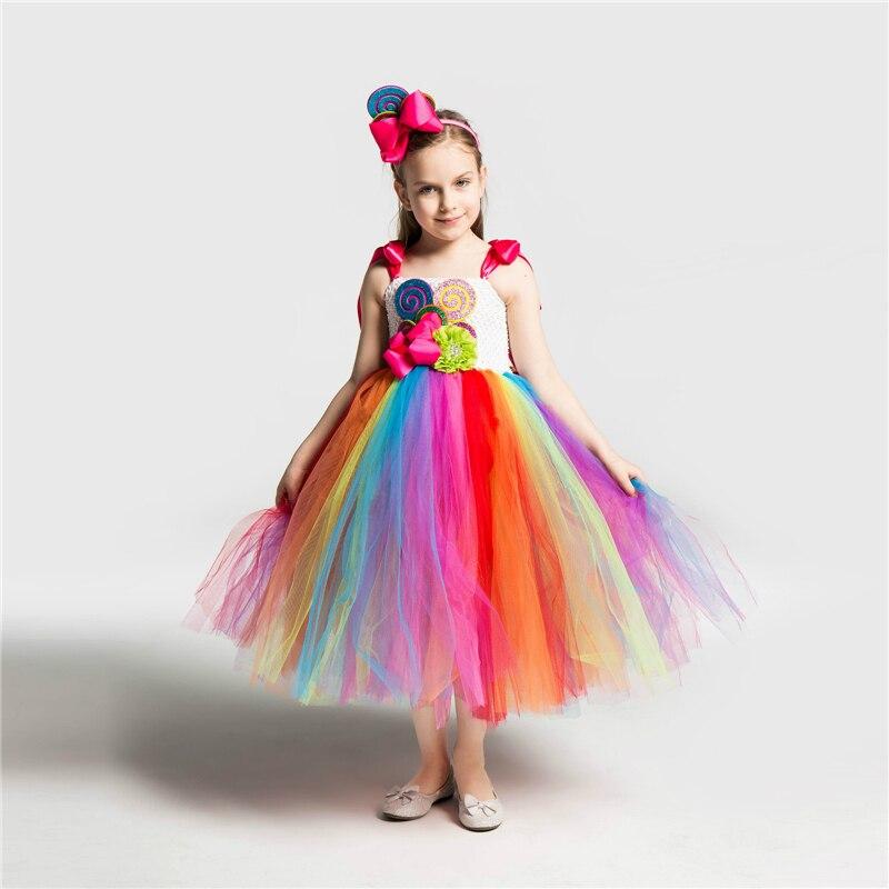 New Rainbow Candy Costume Cosplay Girls Halloween Costume For Kids Christmas Costume Children