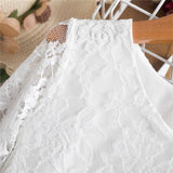 Girls Elegant White Lace Embroidery Kids Wedding Party Princess Costume Dress