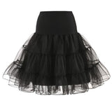 Women Underskirt Petticoat Vintage Rockabilly Tulle Skirt Black Puffy Elastic High Waist Pleated Swing Skirt